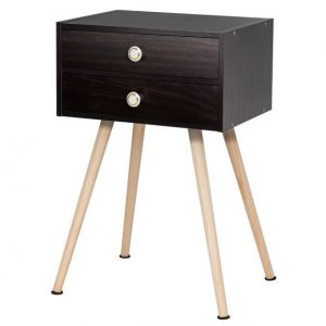 Coast Table de chevet - 2 Tiroirs - Table d'appoint - Bois - 38 x 27 x 60,5cm