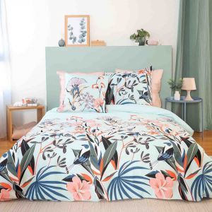 Coté Déco Housse de couette 220x240 + 2 taies d'oreiller 63x63 Satin de Coton Bio Paya