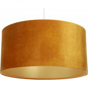 Image de Suspension Glamour - ø 50 cm - H25 - Abat-jour velours orange intérieur doré