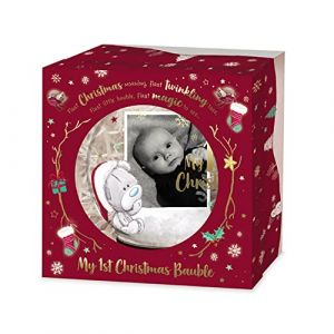 Me to You XGT92005 Boule de Noël en Verre avec Photo Bleu/doré/Gris/Rouge