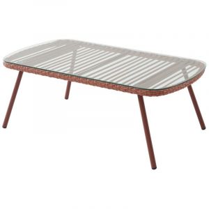 Table basse de jardin en résine tressée - Terracotta - lousini de mylia