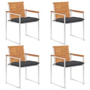 VidaXL Chaises de jardin 4 pcs avec coussins Bois d'acacia massif Anthracite