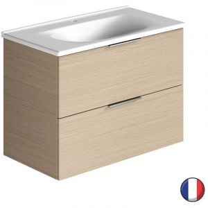 Meuble salle de bain simple vasque BURGBAD Olena 90 cm chêne clair