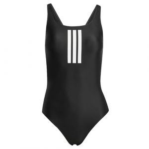 Adidas Femme 3 Stripes V-Back Swimsuit, Black/White, 46