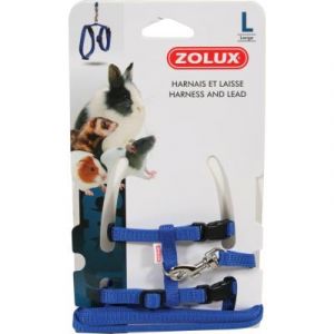 Image de Zolux Kit Harnais et laisse pour rongeur -bleu taille L
