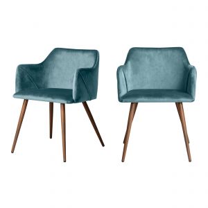 Rendez Vous D&eacute;co Chaise Daisy en velours bleu (lot de 2)