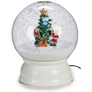 Boule de neige sapin de noël 22 x 27 cm blanc plastique