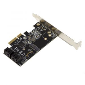 Kalea Informatique Carte contrôleur PCIe 3.0 4X avec 4 Ports SATA 6G et 1 Port M.2 NGFF (M2 SATA B Key). CHIPSET JMB585.