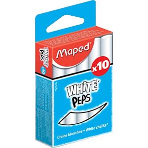 Maped Craies scolaires - Bo&icirc;te de 10 craies blanches sans poussi&egrave;re - Ecriture
