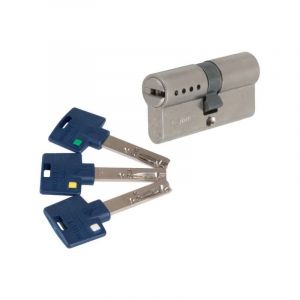 Mul-T-Lock Cylindre 2 entrées varié nickelé - 55 x 45 mm - Interactive +