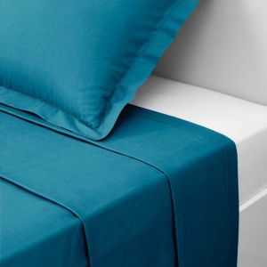 Drap plat polycoton TERTIO - Bleu canard