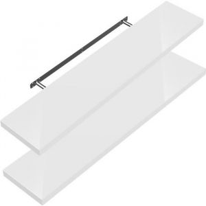 Set de 2 Étagères murales flottantes mdf robuste effet flottant support de fixation inclus étagère bois rangement livre décoration cd 70 cm, Set de 2