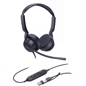 Auriculaires Yealink UH42 Dual UC filaires USB-C/USB-A pour appels et musique, noir
