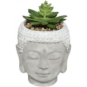 Atmosphera Plante Artificielle Pot Bouddha en Ciment h 13,5 cm - Modèle a