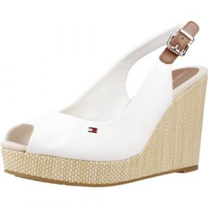 Tommy Hilfiger Femme Chaussures Semelles Compensées Espadrilles Iconic Elena Sling Back Wedge Talon Compensé, Blanc (Ecru), 41