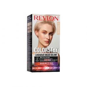 Revlon ColorStay, Coloration Permanente, Crème Longue Tenue, Couvre 100% des cheveux blancs, Jusqu’à 8 semaines de couleur, Huile de Macadamia et de Beurre de Murumuru, N°0.1 Blond Ultra Clair Cendré