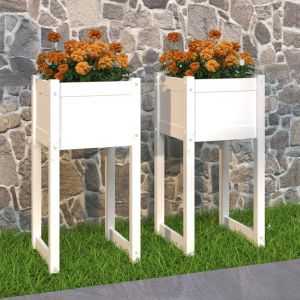 VidaXL Jardinières 2 pcs Blanc 40x40x81 cm Bois massif de pin