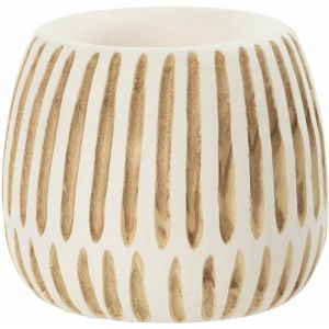 Cac Pot en Bois "Ying" 20cm Blanc & Naturel Prix