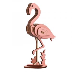 Dam Puzzle 3d en bois. Design flamant rose. 20 pi&egrave;ces.