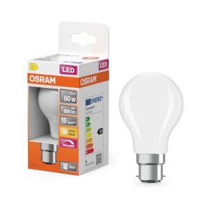 Osram Lampe LED Superstar forme d'ampoule A60 filament dimmable, 2700 K blanc chaud, 5,9 W, B22d, d&eacute;polie, 806 lm, pour plafonniers et lampadaires,