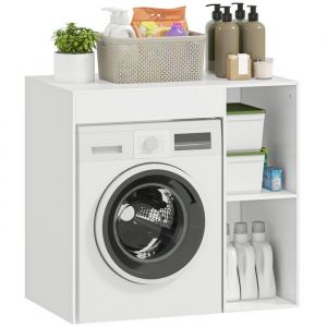 Homcom Meuble machine &agrave; laver et s&egrave;che-linge - 2 compartiments ouverts - panneau de particules - 96 x 60 x 90,5 cm - blanc