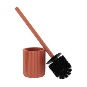 Tendance Brosse wc avec support en résine striée Terracotta Terracotta