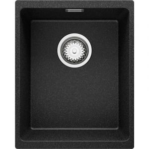 Evier Cuisine 36 x 47 cm Evier en Granit 1 bac + Siphon Classique, Lavabo Cuisine de Primagran Graphite - black#white
