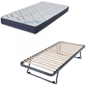 Ebac Sommier gigogne + matelas Melior - 80x190 - Mousse - 20 lattes bois - Gain de place
