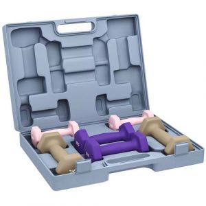 Ensemble d'haltères hexagonales total 12 Kg 6 pièces 1-3 Kg avec mallette multicolore