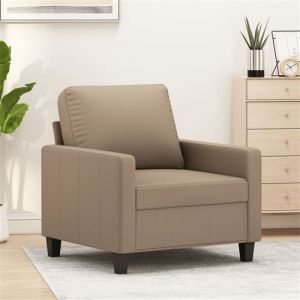 VidaXL Fauteuil, Siège avec Coussin, Chaise avec Dossier et Accoudoirs Rembourrés, Meuble de Salon Salle de Séjour, Moderne, Cappuccino Similicuir