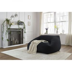 Bobochic Fauteuil & pouf Pouf ultra moelleux lilibet tissu bouclette Noir