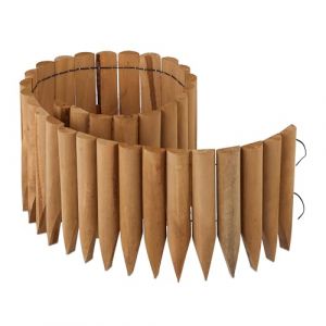 Relaxdays Bordure de pelouse en Bois, Bordure de Parterre, H x P : 20 x 120 x 2 cm, clôture Flexible, pour Parterre ou pelouse, Naturelle