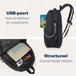 TRVLMORE Sac &agrave; dos - 28L - 15.6 inch - Sac &agrave; dos pour ordinateur portable - Cartable - Unisexe - R&eacute;sistant aux &eacute;claboussures - Garantie &agrave; vie - Noir