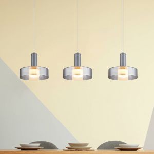 Globo Lampe suspendue plafonnier led salle à manger lumière verre couleur fumée 90cm