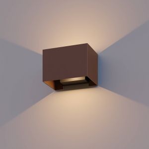 Calex Applique d'extérieur Rectangle up&Down hauteur 10cm brun rouille