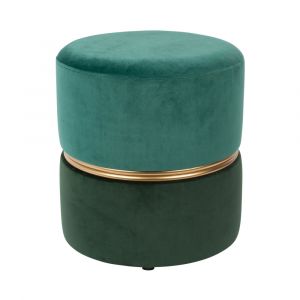 DRAWER BUBBLY - Pouf en velours - Bleu canard / Vert forêt