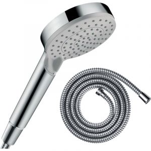 Hansgrohe Pommeau de douche Vernis Blend 100 EcoSmart Vario chromé + flexible de douche 1,25 m Metaflex chromé - Chromé