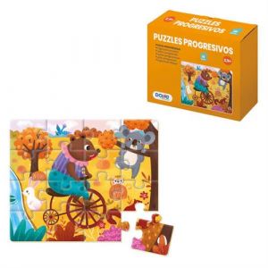 Dohe Educa - Puzzle progressif pour Enfants - 16 pièces en Carton, thème Animaux, Puzzle pour Enfants de 2 à 3 Ans, matériel éducatif
