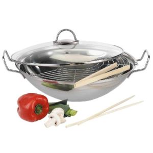 Image de Baumalu Wok  ATC 36 cm inox avec couvercle compatible tous feux dont induction