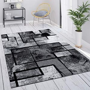 Paco Home - Tapis Gris Tapis Salon Tapis Vintage Salon Poils Ras Géométrique Motif Abstrait Gris, 240x340 cm