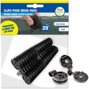 Terre Jardin - Clips de fixation pour brise vue - Lot de 20