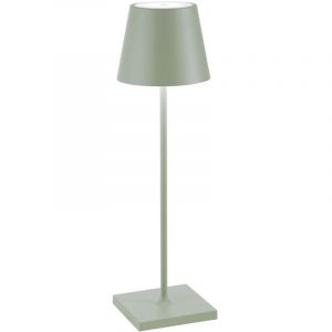Lampe de table LED Zafferano Poldina Pro vert sauge rechargeable dimmable autonomie jusqu'&agrave; 12 h IP65 usage ext&eacute;rieur
