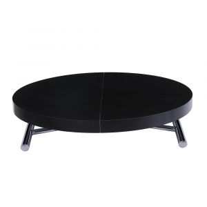 Image de Inside75 Table basse ronde relevable et extensible SATURNA Bois Noir diamètre 105 cm - noir