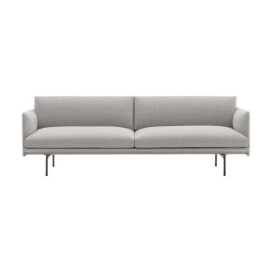 Muuto Canapé 3 places base en aluminium noir et tissu clay 12 Outline