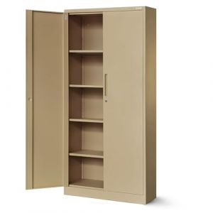 Jan Nowak Armoire de Bureau M&eacute;tallique 4 &eacute;tag&egrave;res t&ocirc;le d'acier rev&ecirc;tement en Poudre 195 cm x 90 cm x 40 cm (Beige)