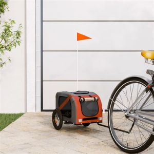 VidaXL Remorque de v&eacute;lo pour animaux de compagnie orange et gris