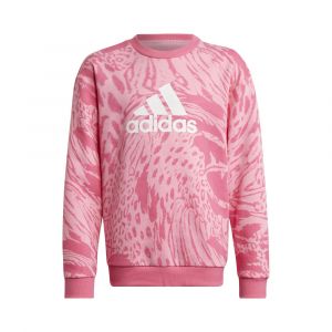Adidas Girl's FI AOP Crew - Pull taille 164, rose