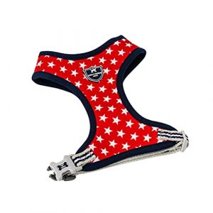 HUGO & HUDSON Harnais pour Chien Anti-Traction réglable pour Le Dressage, la Course à Pied et la Marche, Rembourrage Doux et Confortable, Harnais pour Chien Anti-étranglement - Étoile Rouge - XS