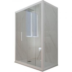 Forte - Cabine parois douche coulissante 70x100 Blanc Matt Deco Duo