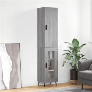 VidaXL Buffet Haut, Armoire de Rangement avec Pieds, Meuble de Rangement, Organisateur Salon Salle de Séjour, Moderne, Sonoma Gris Bois d'Ingénierie